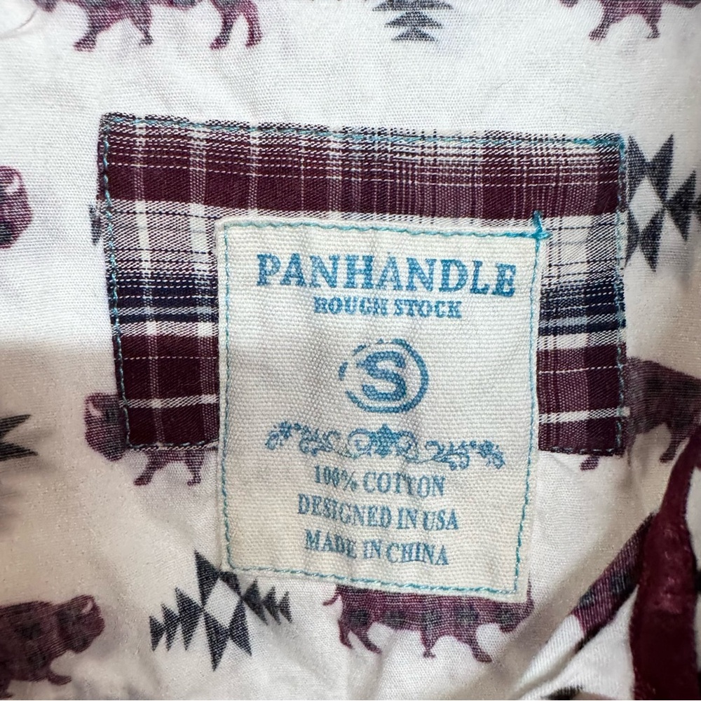 Panhandle Rough Stock Pearl Snap Long Sleeve  Shirt Buffalo Aztec Western Size S - Picture 3 of 5